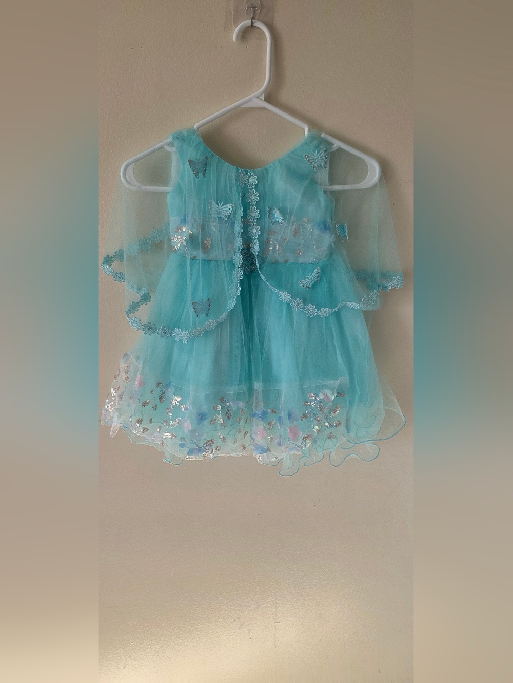 Sparkling Aqua Butterfly Tulle Kids Costume Dress